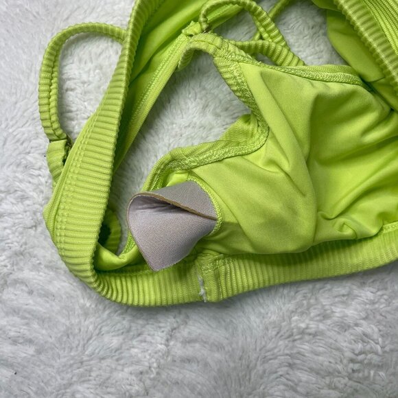 Aeropostale Bikini Swimsuit Small Bright Green Yellow High Rise Waist Chartreuse - Picture 8 of 8
